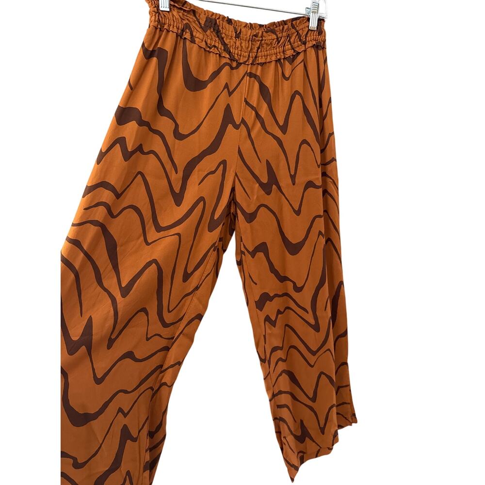 Anthropologie Split Hem Wide Leg Pull On Pants‎ in Abstract Brown Size Small - Picture 9 of 12